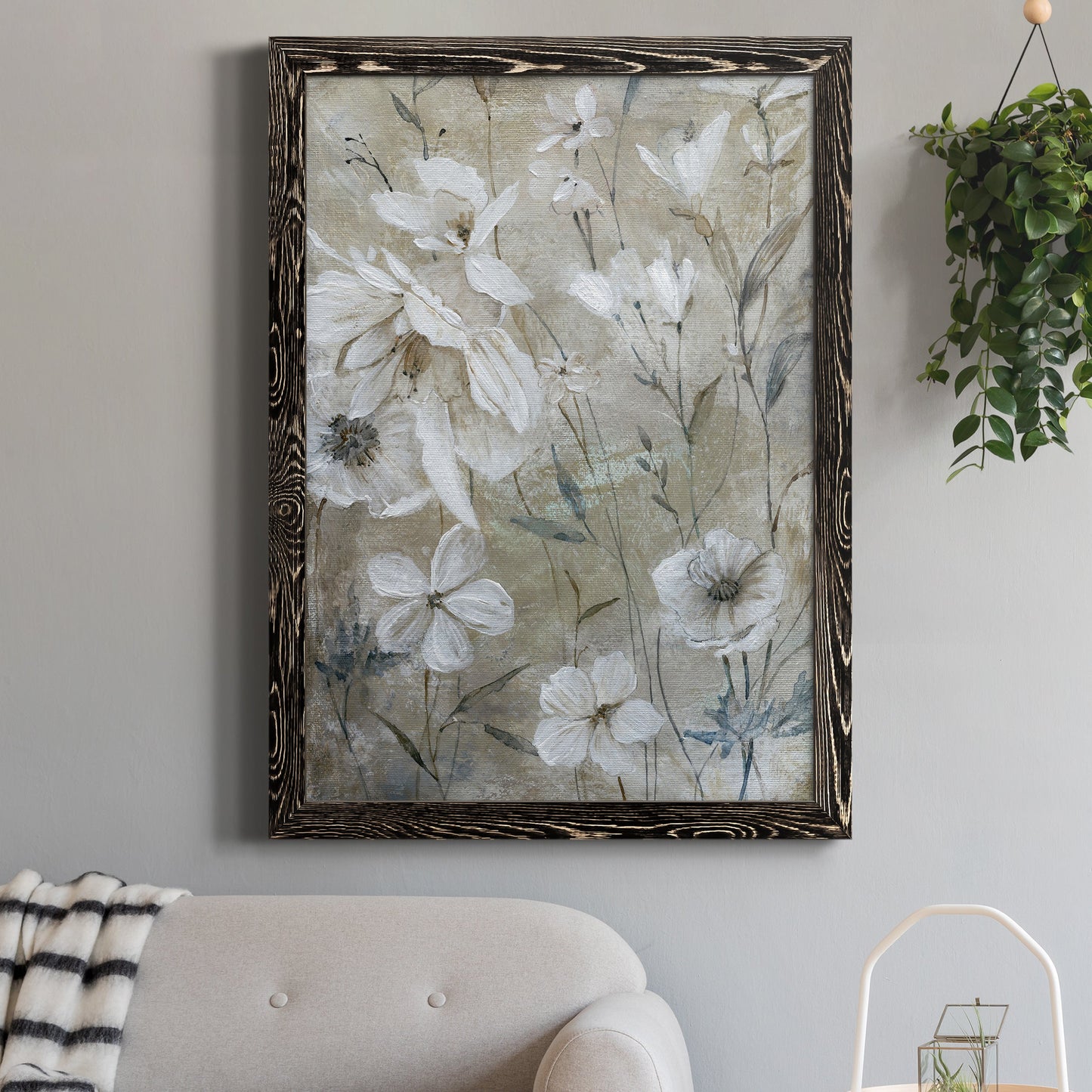 Wildflower Whites - Premium Canvas Framed in Barnwood - Ready to Hang