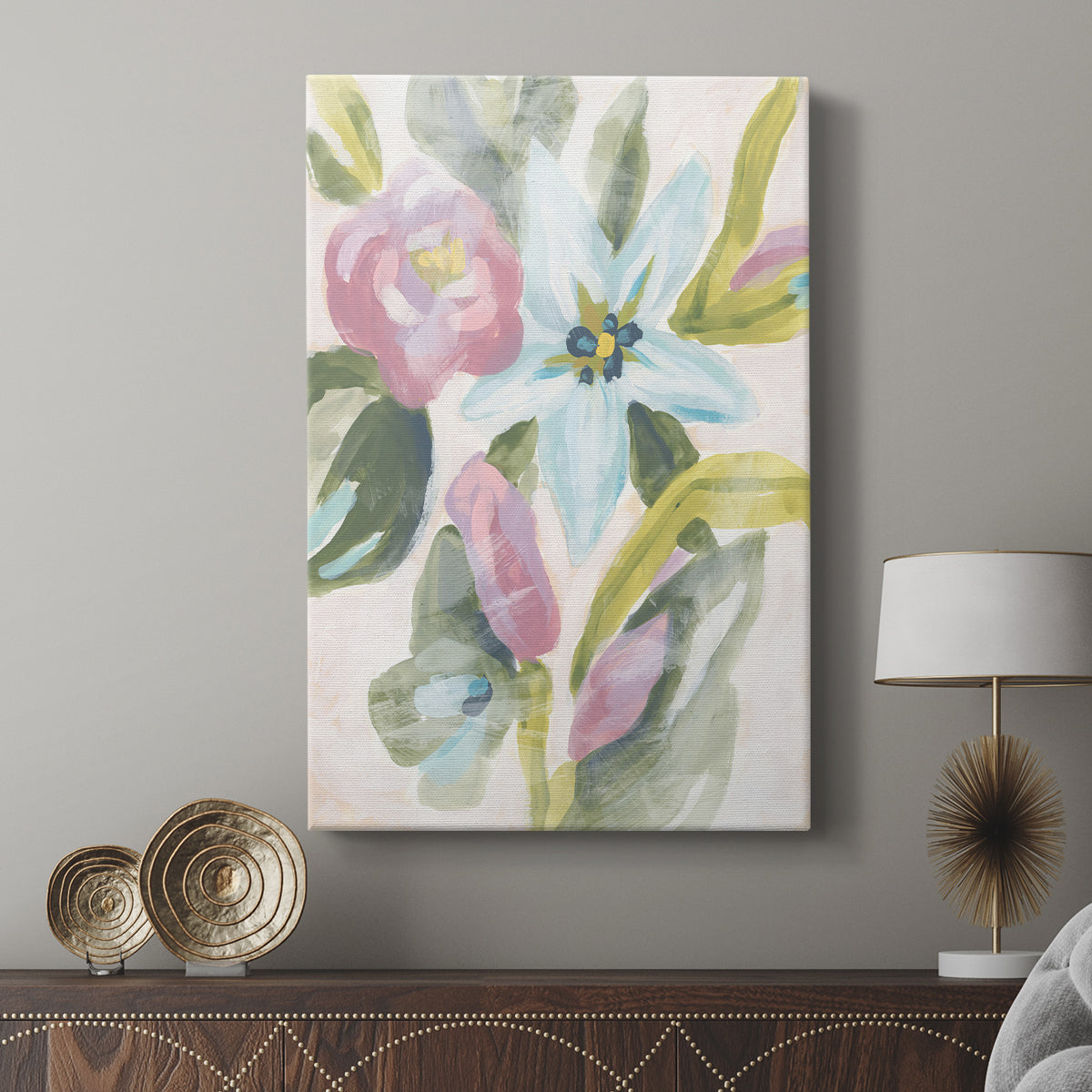 Floral Breeze Fresco I - Canvas Art Print