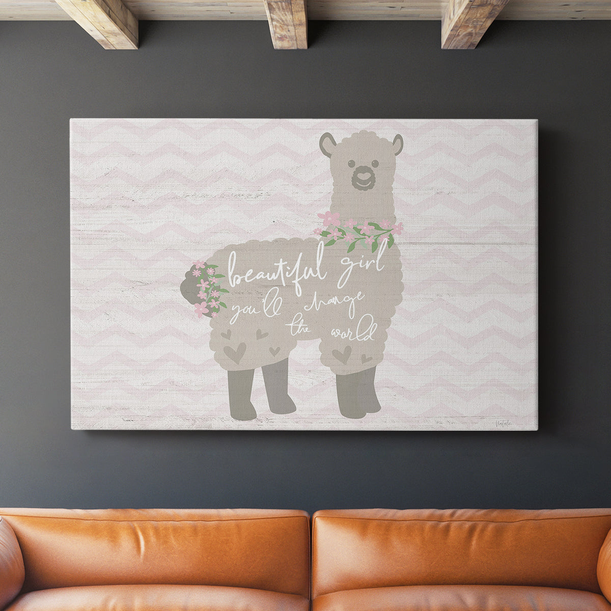 Floral Llama - Canvas Art Print