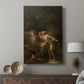 Canvas art print featuring a playful composition with figures in a lush landscape displayed in a modern interior space.