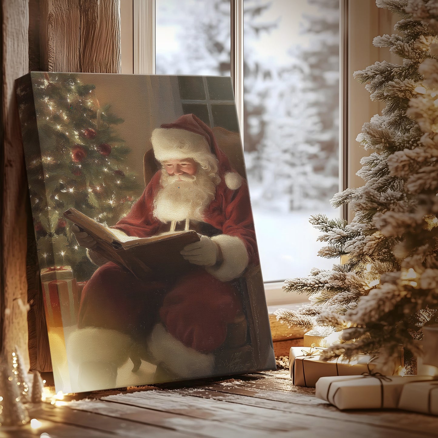 Warm Lantern Nativity at Night - Canvas Art Print