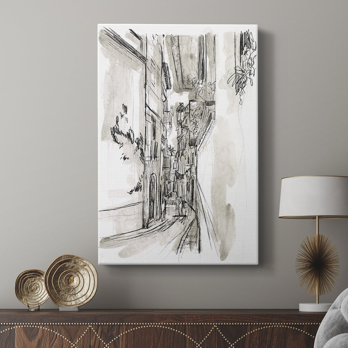 Europe Street Sketches I - Canvas Art Print