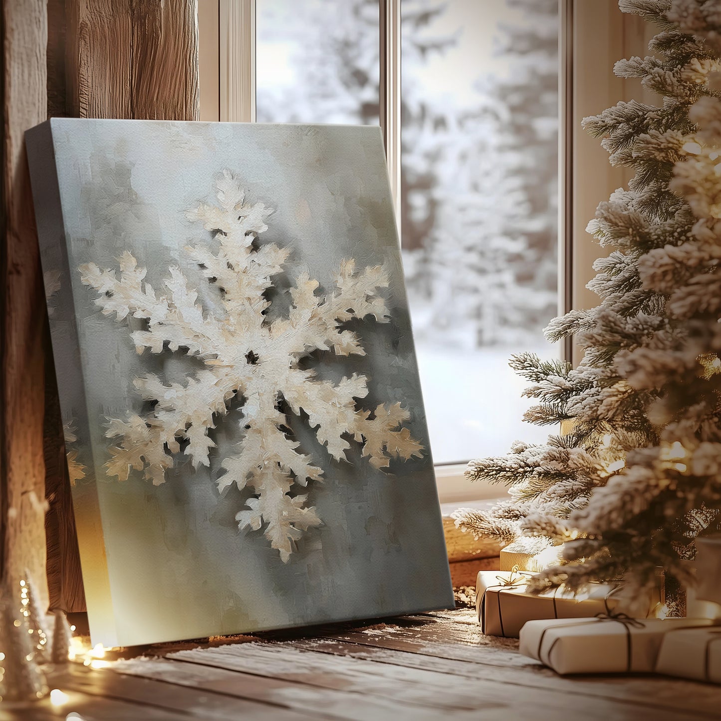 Soft Linen Icicles Whisper - Canvas Art Print