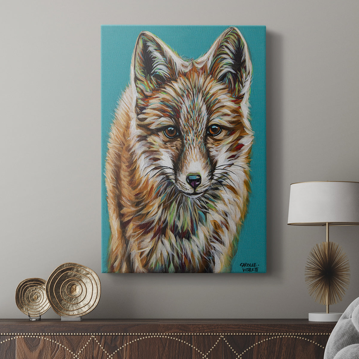 Teal Fox - Canvas Art Print