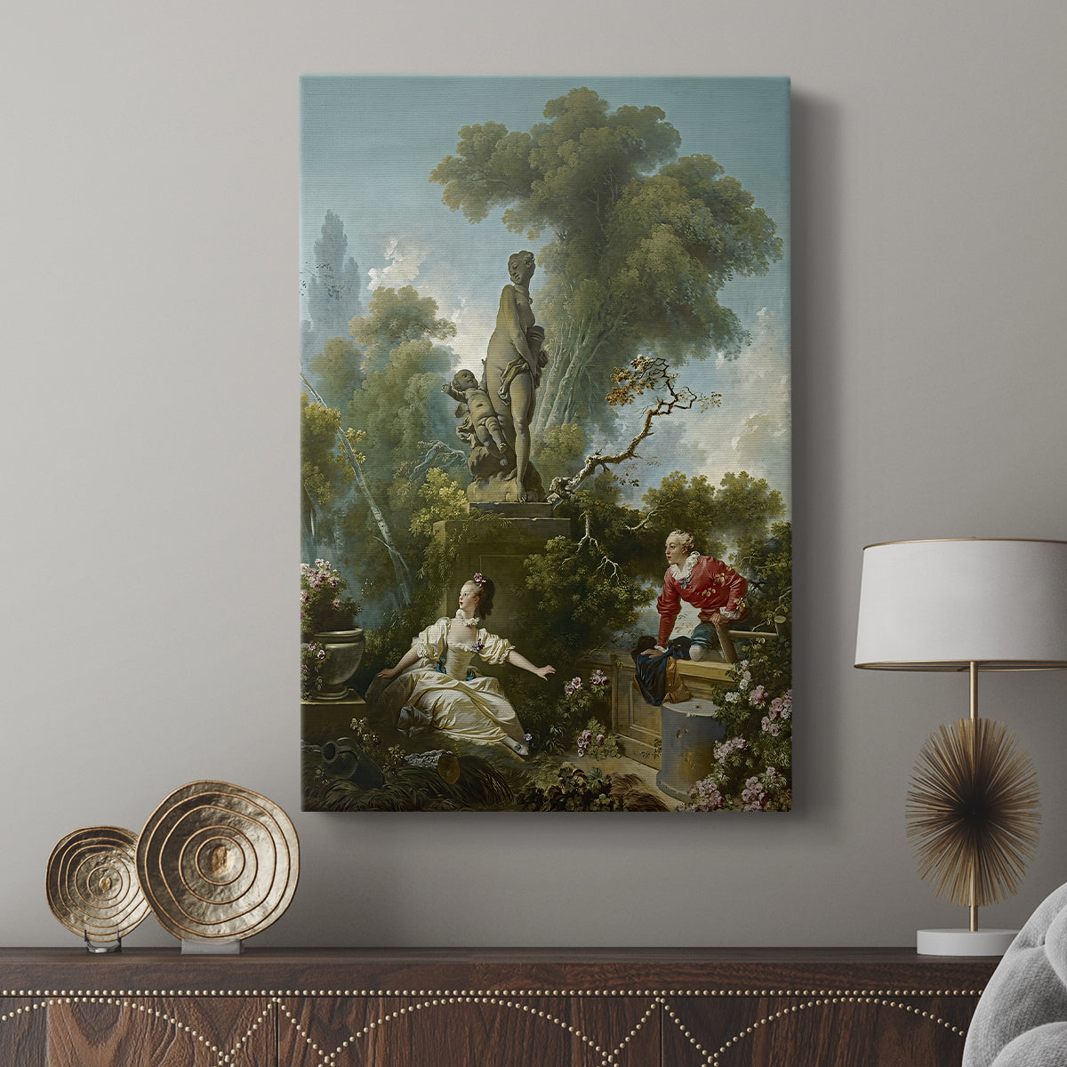 Canvas art print featuring a quiet outdoor moment with gentle movement displayed in a modern interior space.
