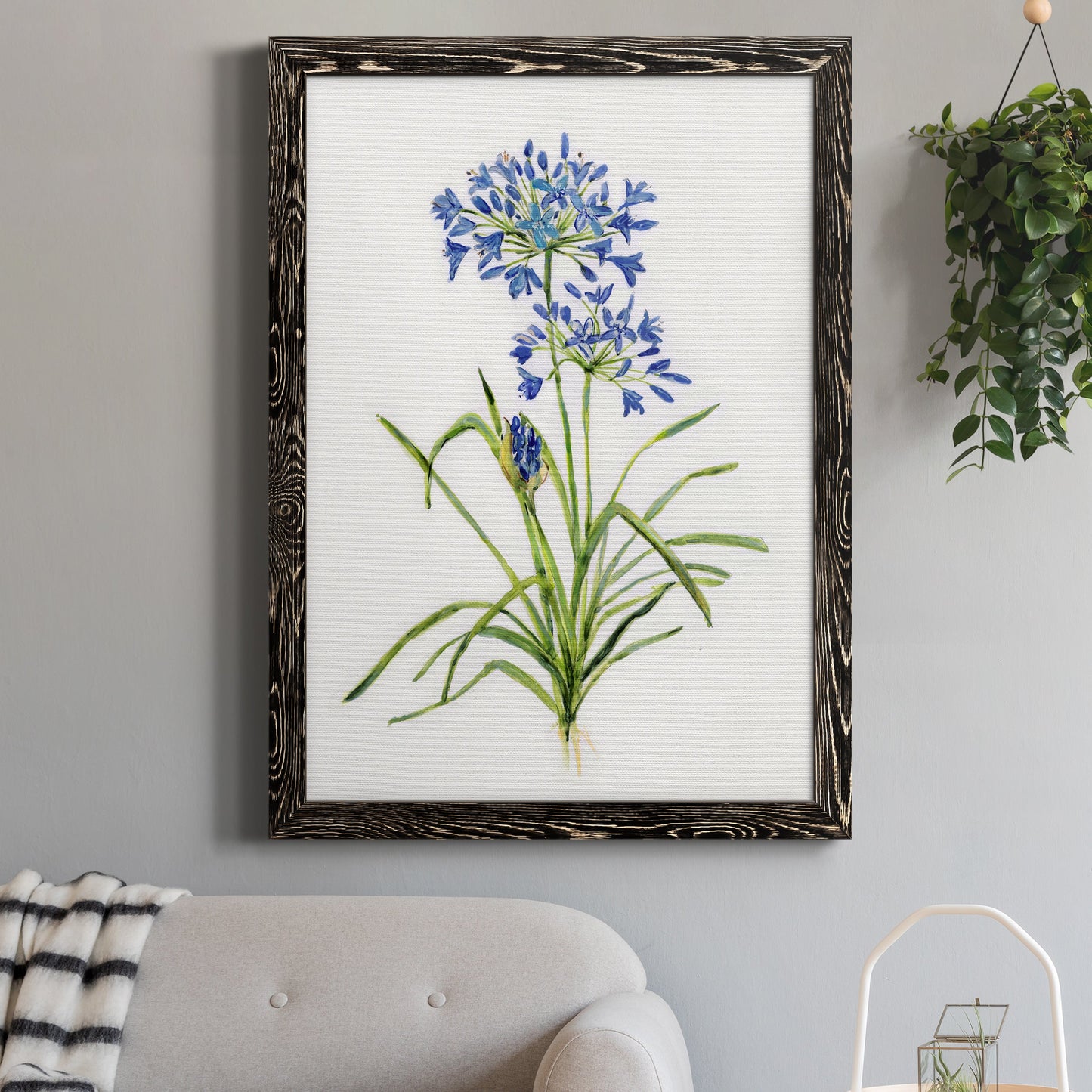 Blue Lively Botanical I - Premium Canvas Framed in Barnwood - Ready to Hang