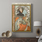 Canvas art print featuring a decorative poster with flowing lines and soft tones displayed in a modern interior space.