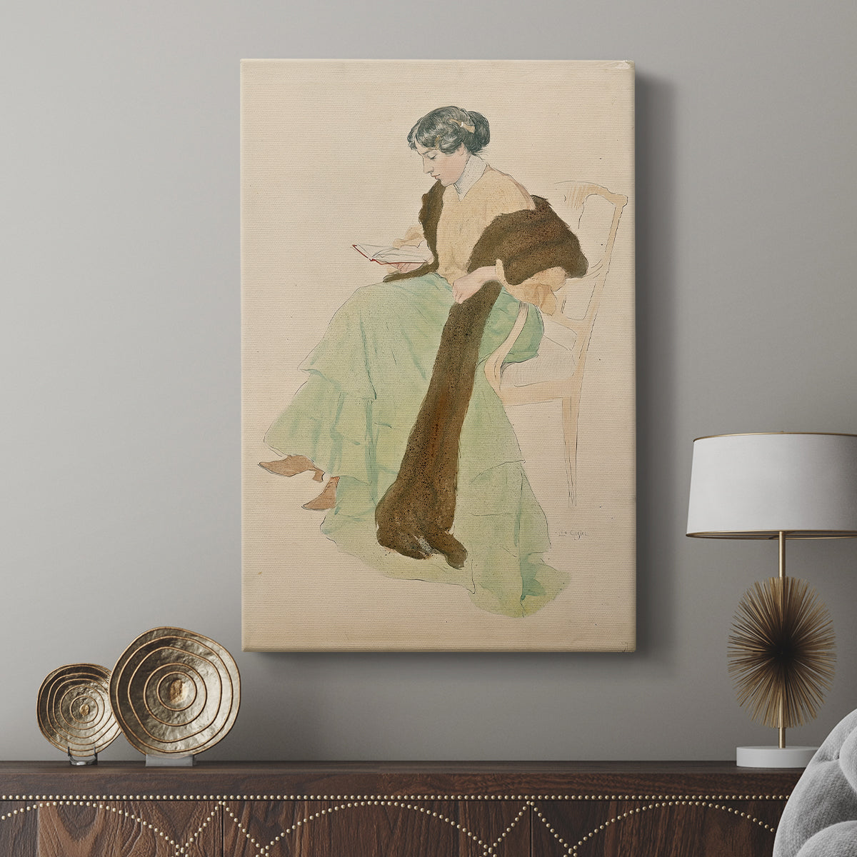 Canvas art print featuring a relaxed composition with minimal detail and soft texture displayed in a modern interior space.