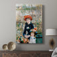 Canvas art print featuring a soft portrait with floral accents and vibrant tones displayed in a modern interior space.