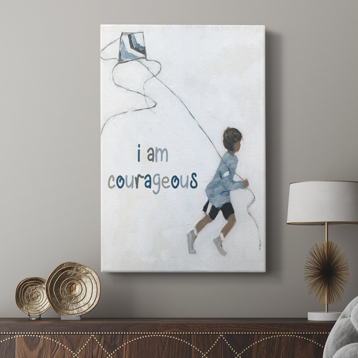 Boy Flying Kite - Canvas Art Print