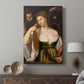 Canvas art print featuring a composed portrait with subtle contrast and detail displayed in a modern interior space.