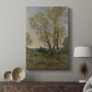 Canvas art print featuring a pastoral landscape with subtle color and open space displayed in a modern interior space.