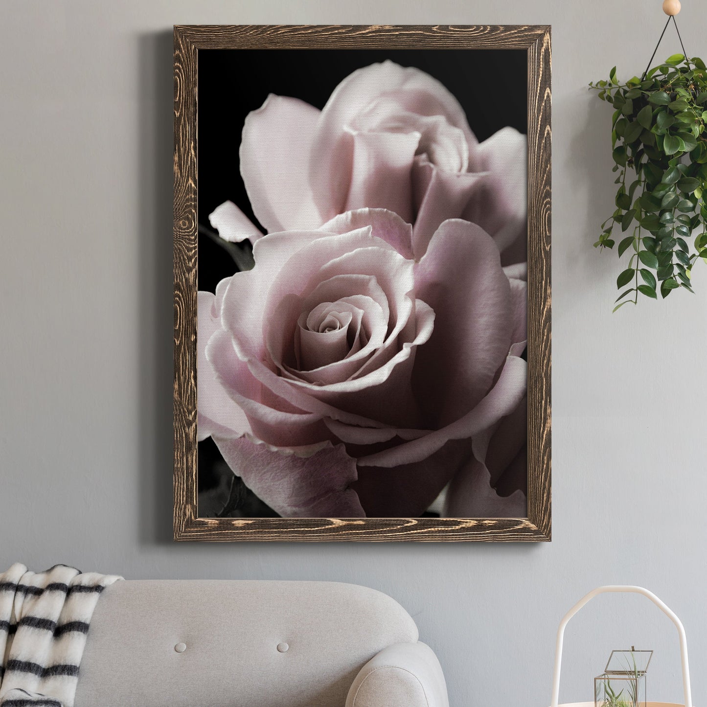 Rose Noir II - Premium Canvas Framed in Barnwood - Ready to Hang