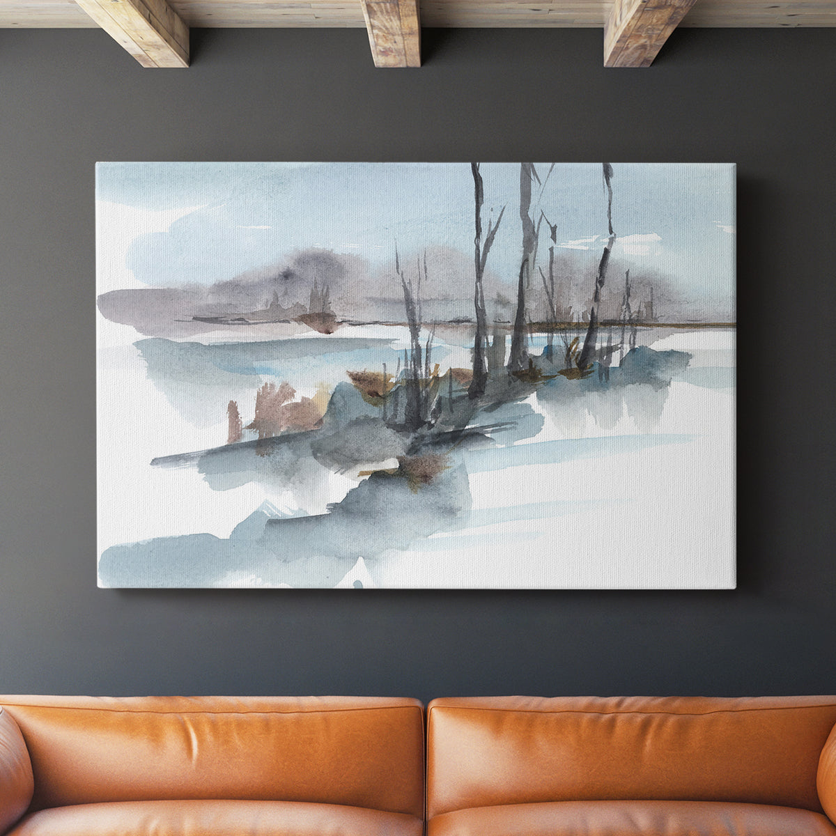 Winter Stream Watercolor I - Canvas Art Print
