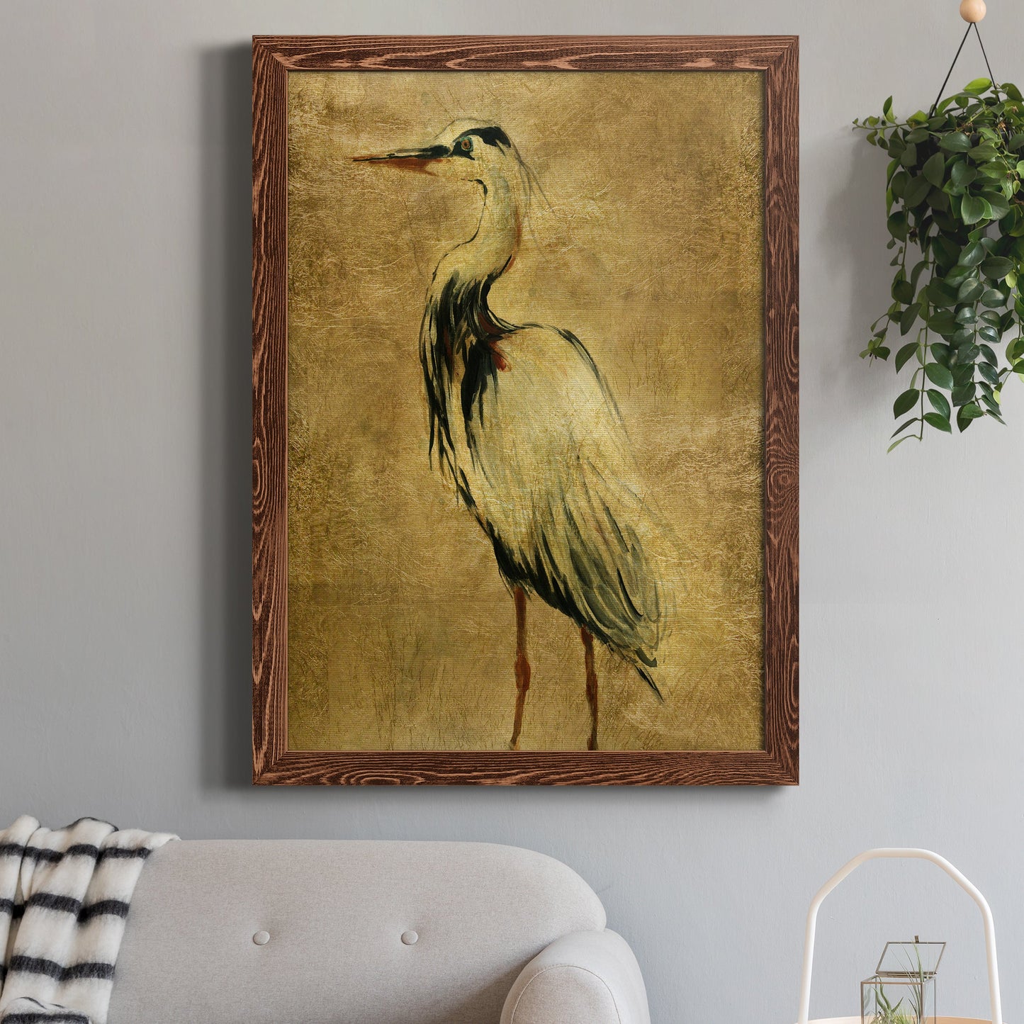 Gold Crane at Dusk II - Premium Canvas Framed in Barnwood - Ready to Hang