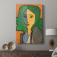Canvas art print featuring a flat composition with strong outlines and contrast displayed in a modern interior space.