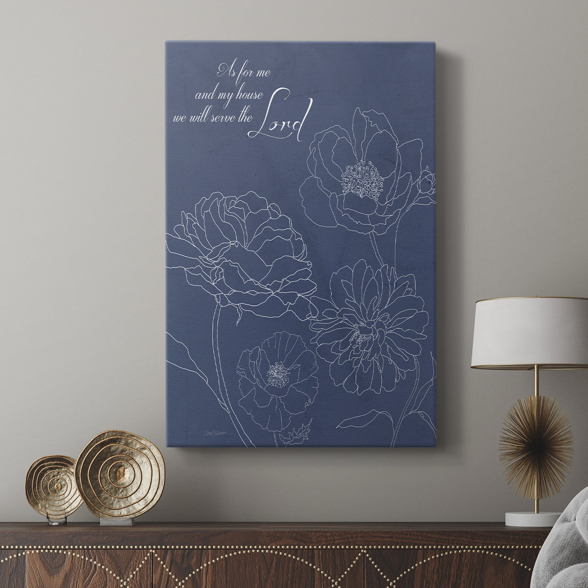 Serve the Lord Floral Sketch - Canvas Art Print