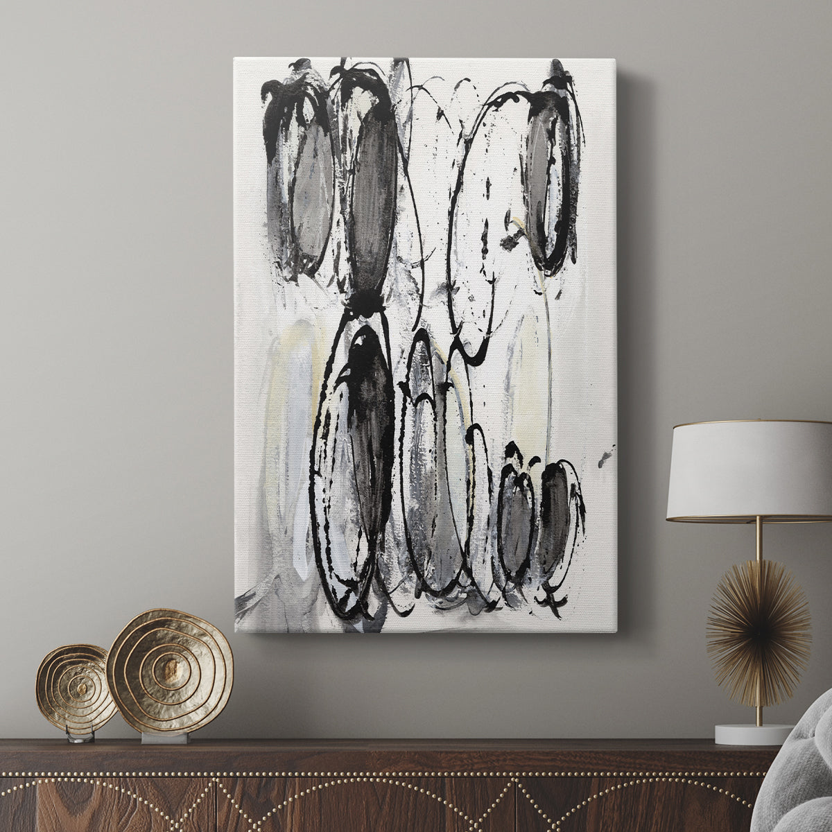 Grey Scribbles II - Canvas Art Print