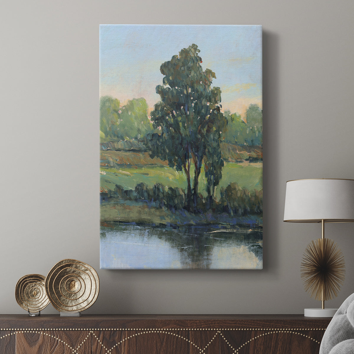 Tree by the Riverbank I - Canvas Art Print