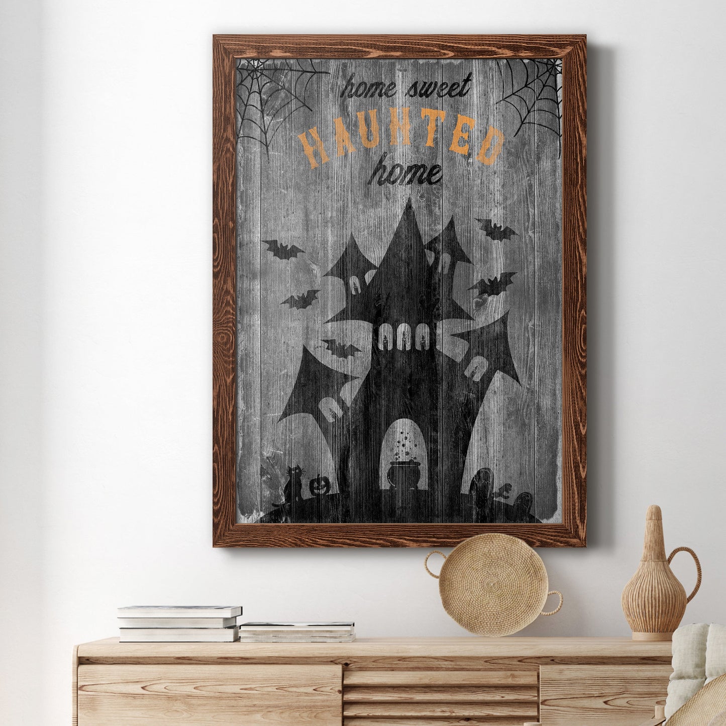 Haunted House - Premium Canvas Framed in Barnwood - Ready to Hang