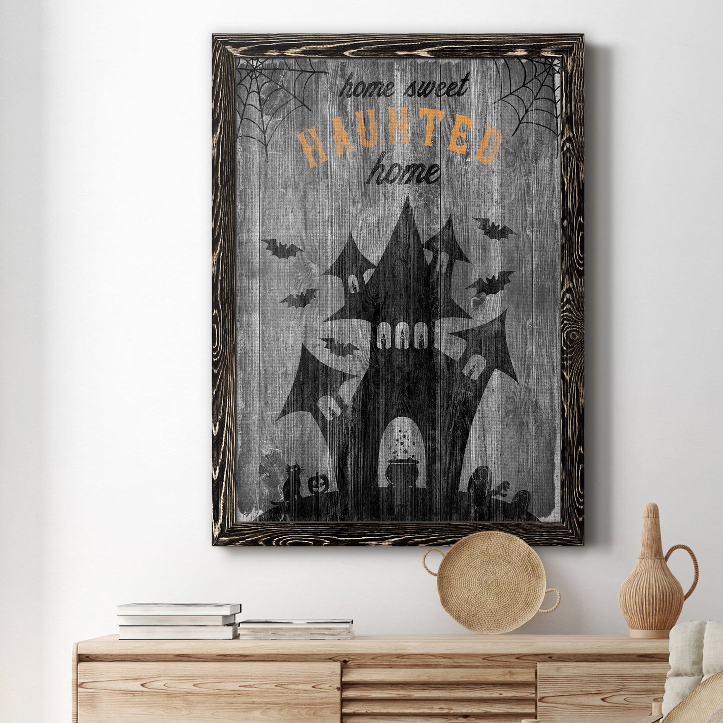 Haunted House - Premium Canvas Framed in Barnwood - Ready to Hang