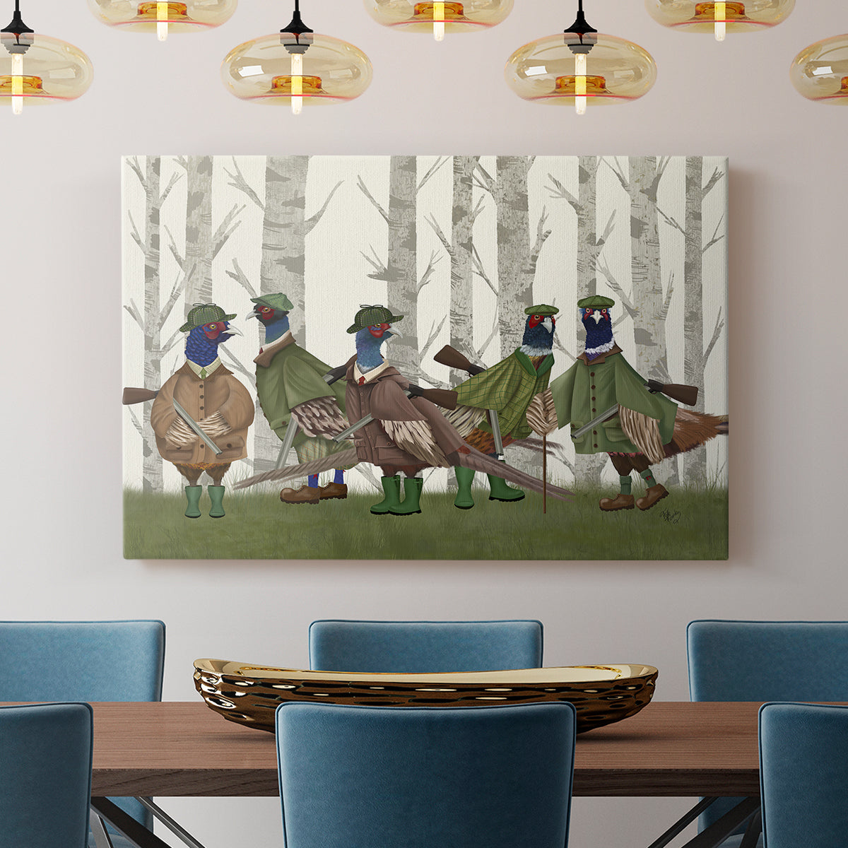 Pheasant Shooting Party Group 3 - Canvas Art Print