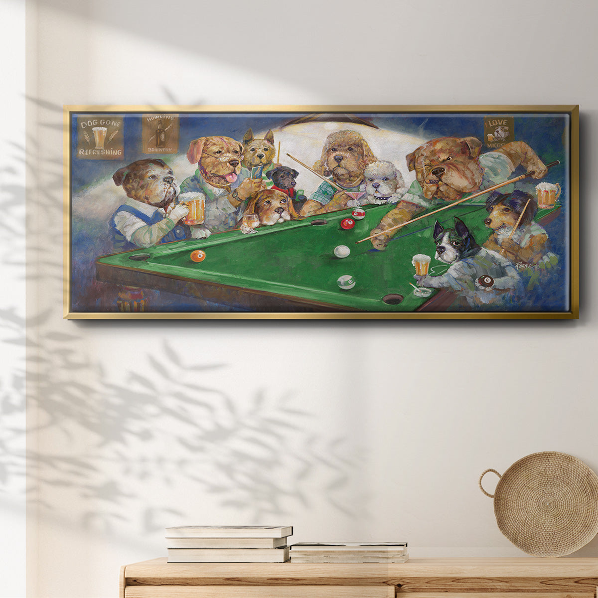 Pool Dogs - Floater Framed Canvas Print