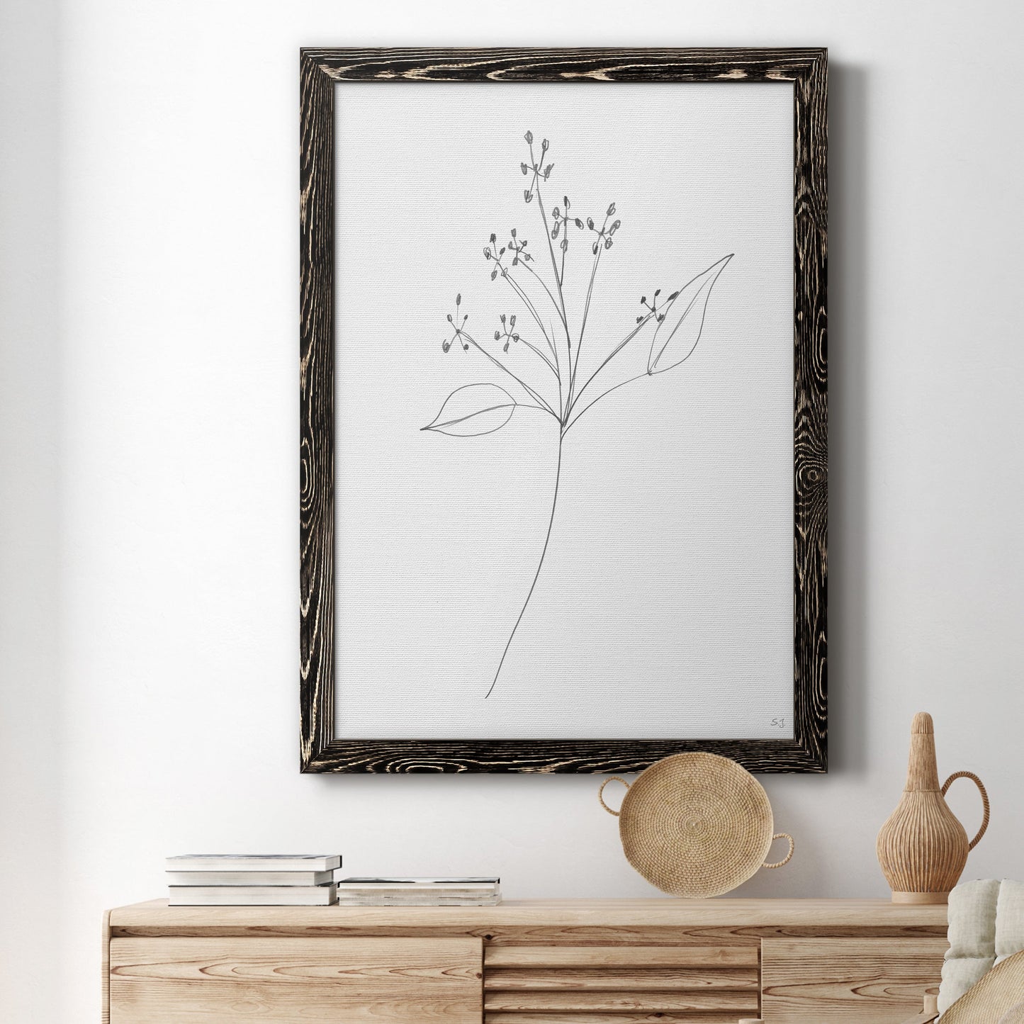 Botanical Gesture V - Premium Canvas Framed in Barnwood - Ready to Hang