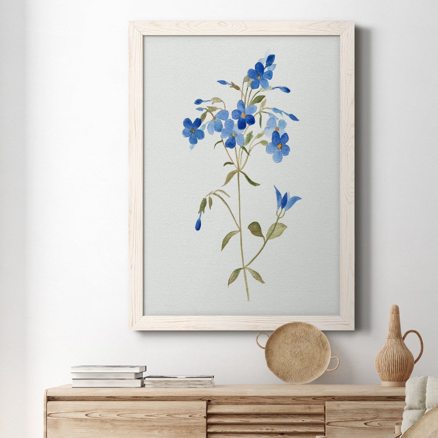 Blue Blossom Botanical II - Premium Canvas Framed in Barnwood - Ready to Hang