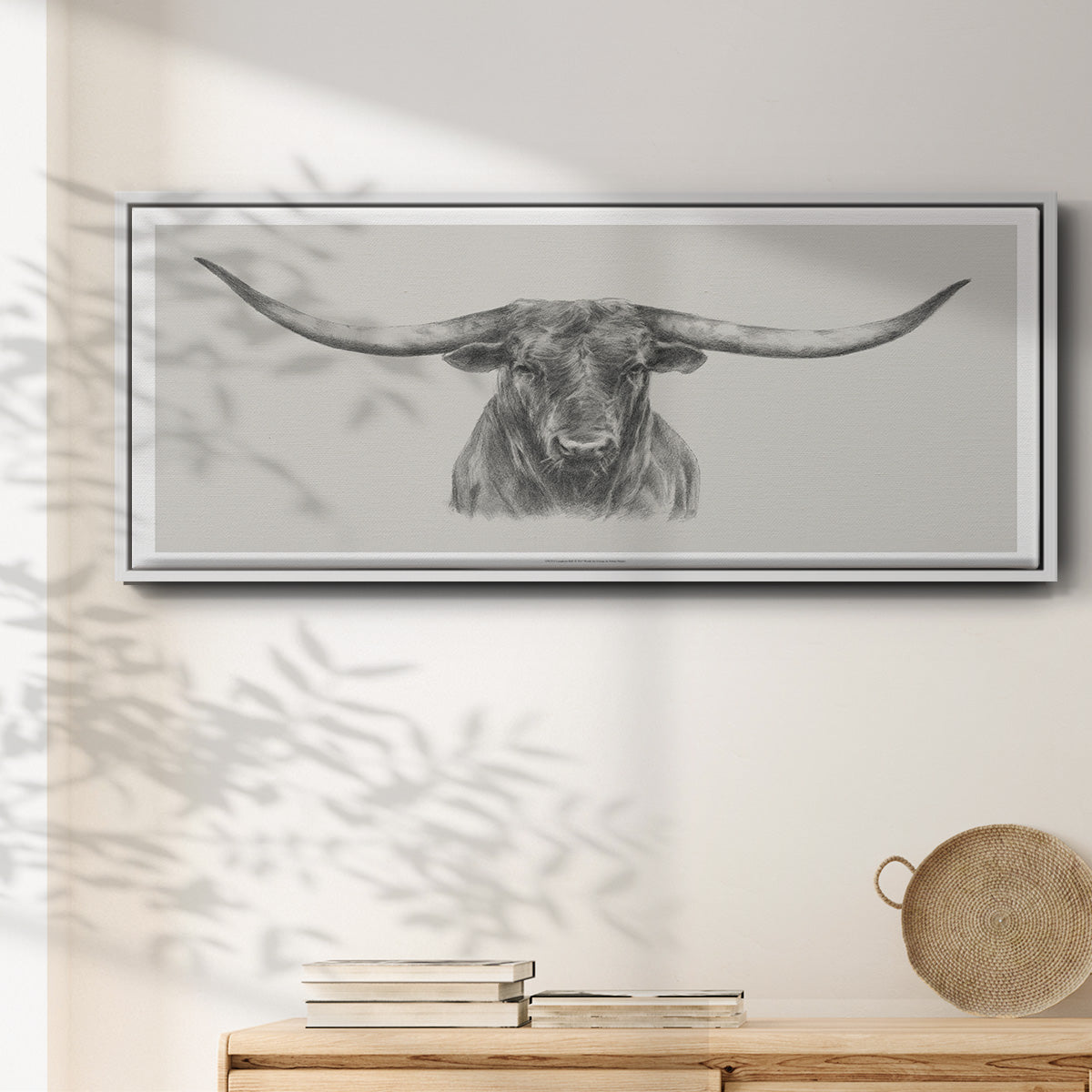 Longhorn Bull - Floater Framed Canvas Print