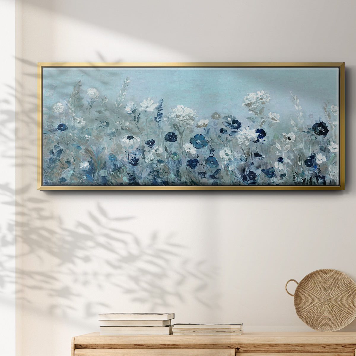 Teal Light Garden - Floater Framed Canvas Print