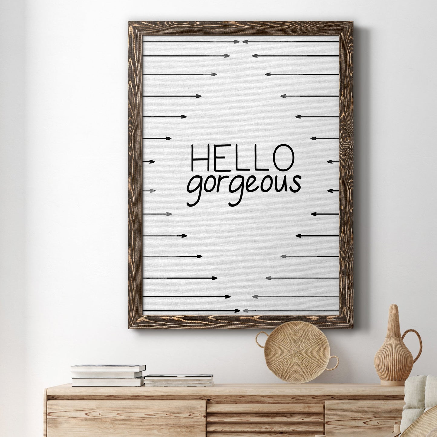 Hello Gorgeous - Premium Canvas Framed in Barnwood - Ready to Hang