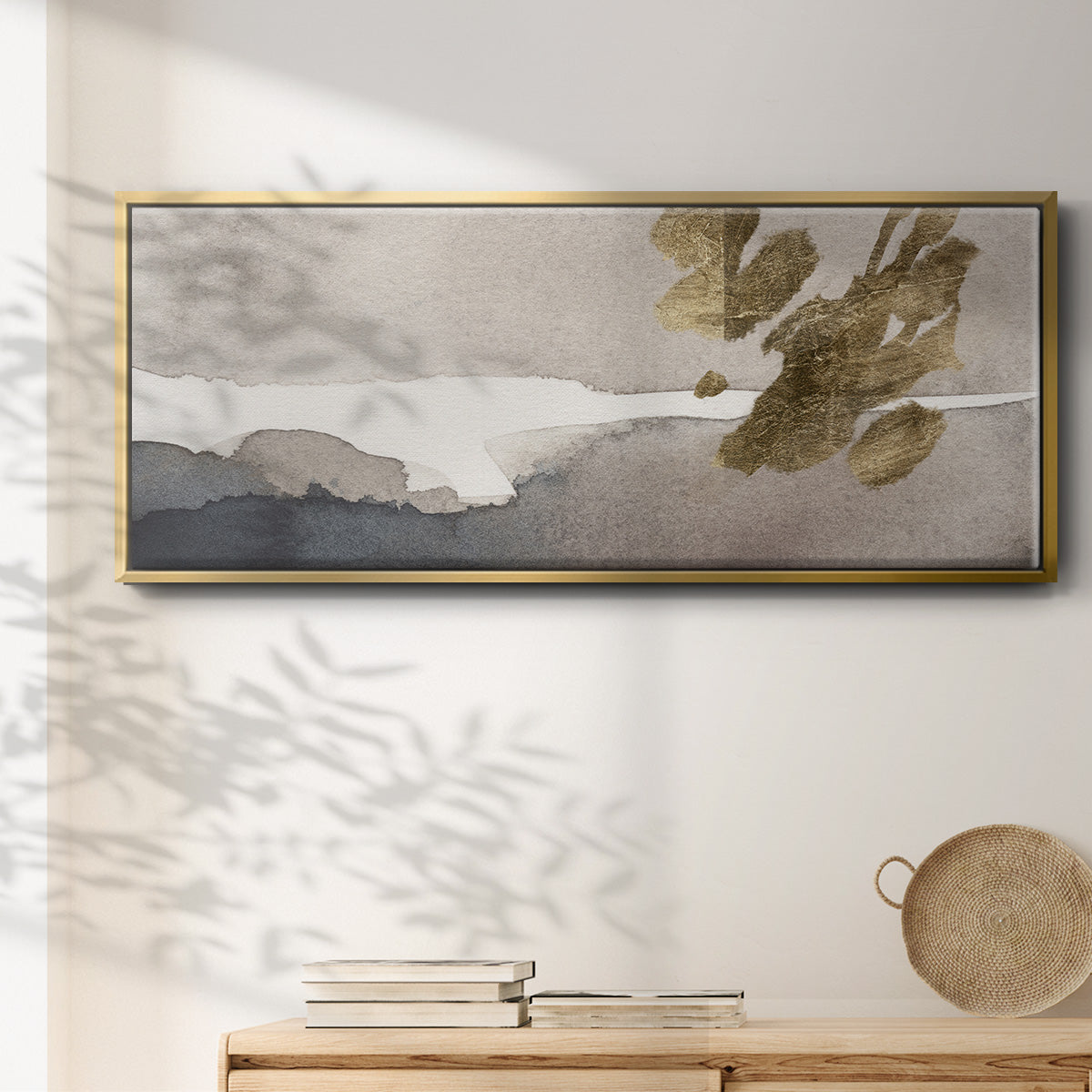 Watercolor with Gold II - Floater Framed Canvas Print