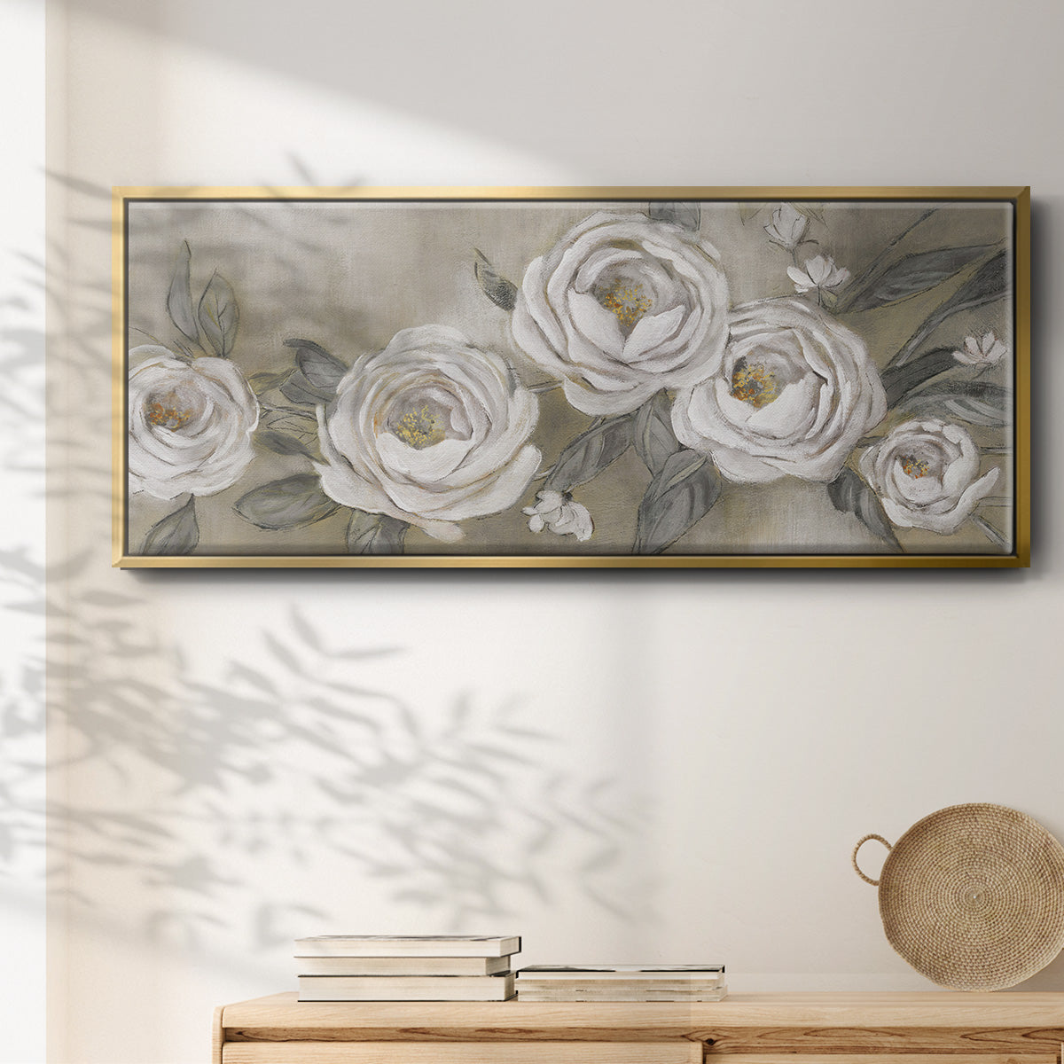 Cottage Roses - Floater Framed Canvas Print
