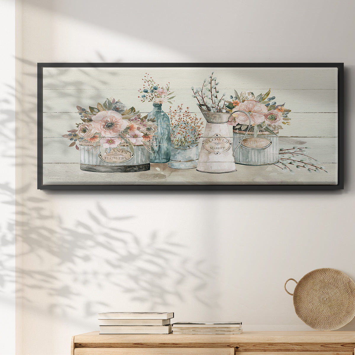 Flower Market - Floater Framed Canvas Print