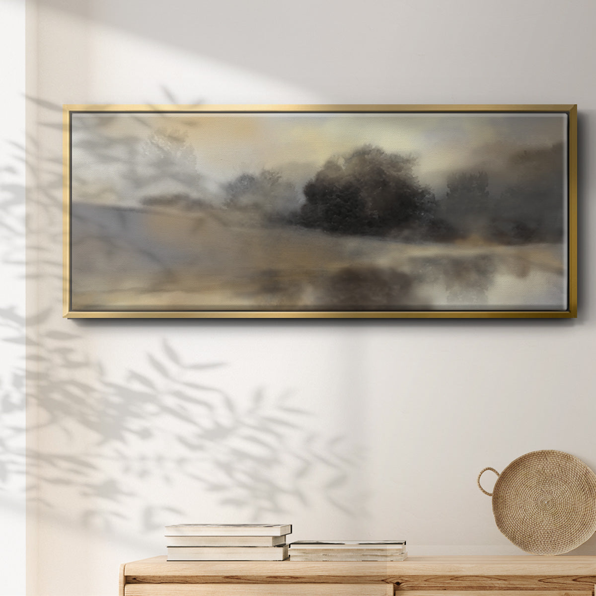Misty Pond - Floater Framed Canvas Print