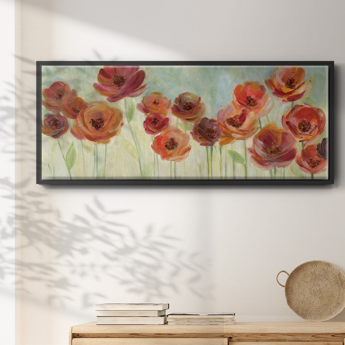 Warm Meadow Poppies - Floater Framed Canvas Print