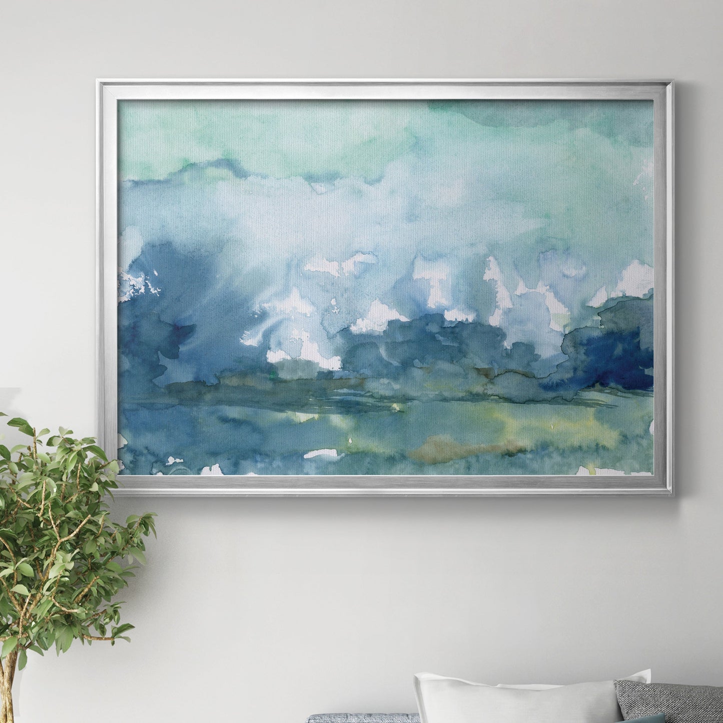 Distant Rain - Modern Framed Canvas Print