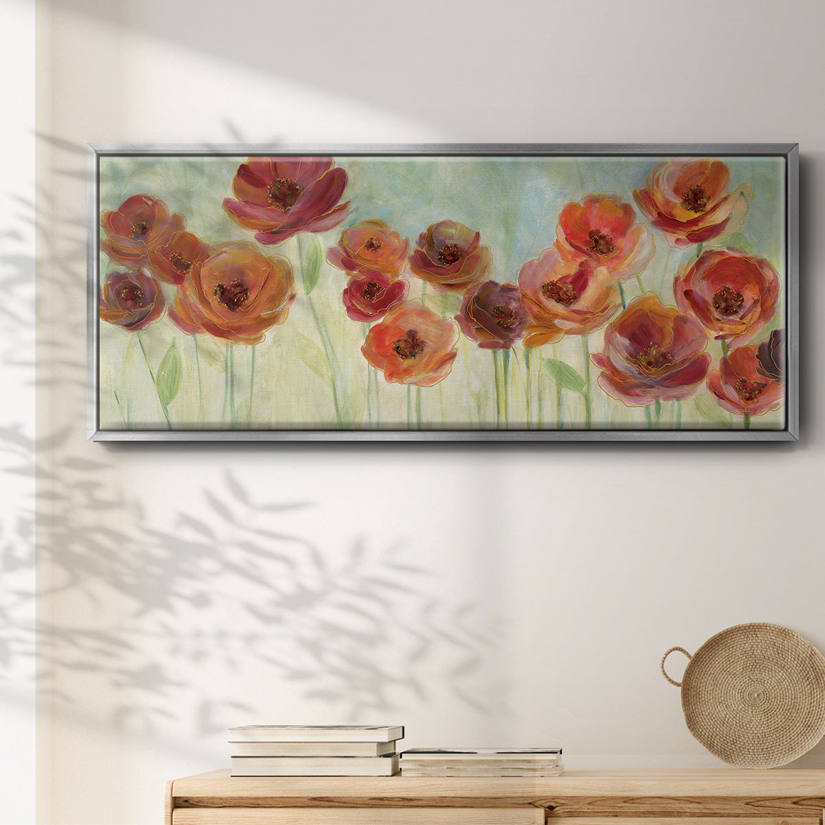 Warm Meadow Poppies - Floater Framed Canvas Print
