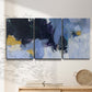 Three-panel canvas wall art featuring icy abstract arctic ledge, displayed in a minimalist living room above a console table.