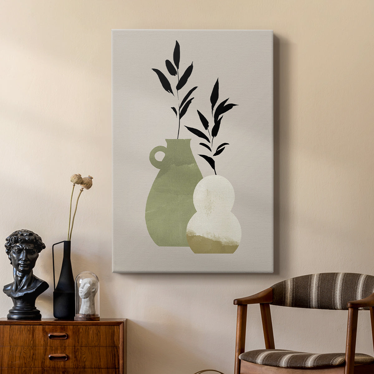 Simple Bud Vases II - Canvas Art Print