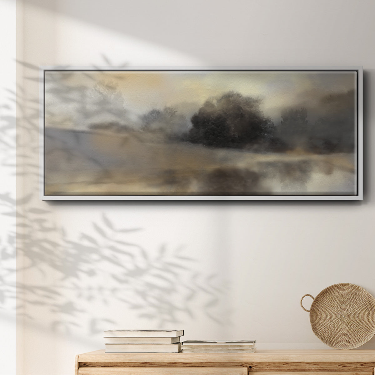 Misty Pond - Floater Framed Canvas Print