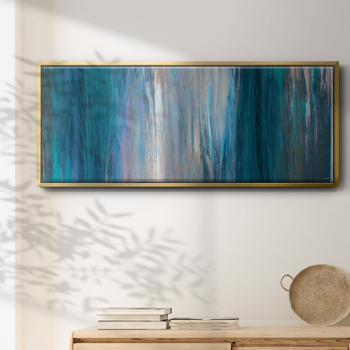 Falling Blue - Floater Framed Canvas Print