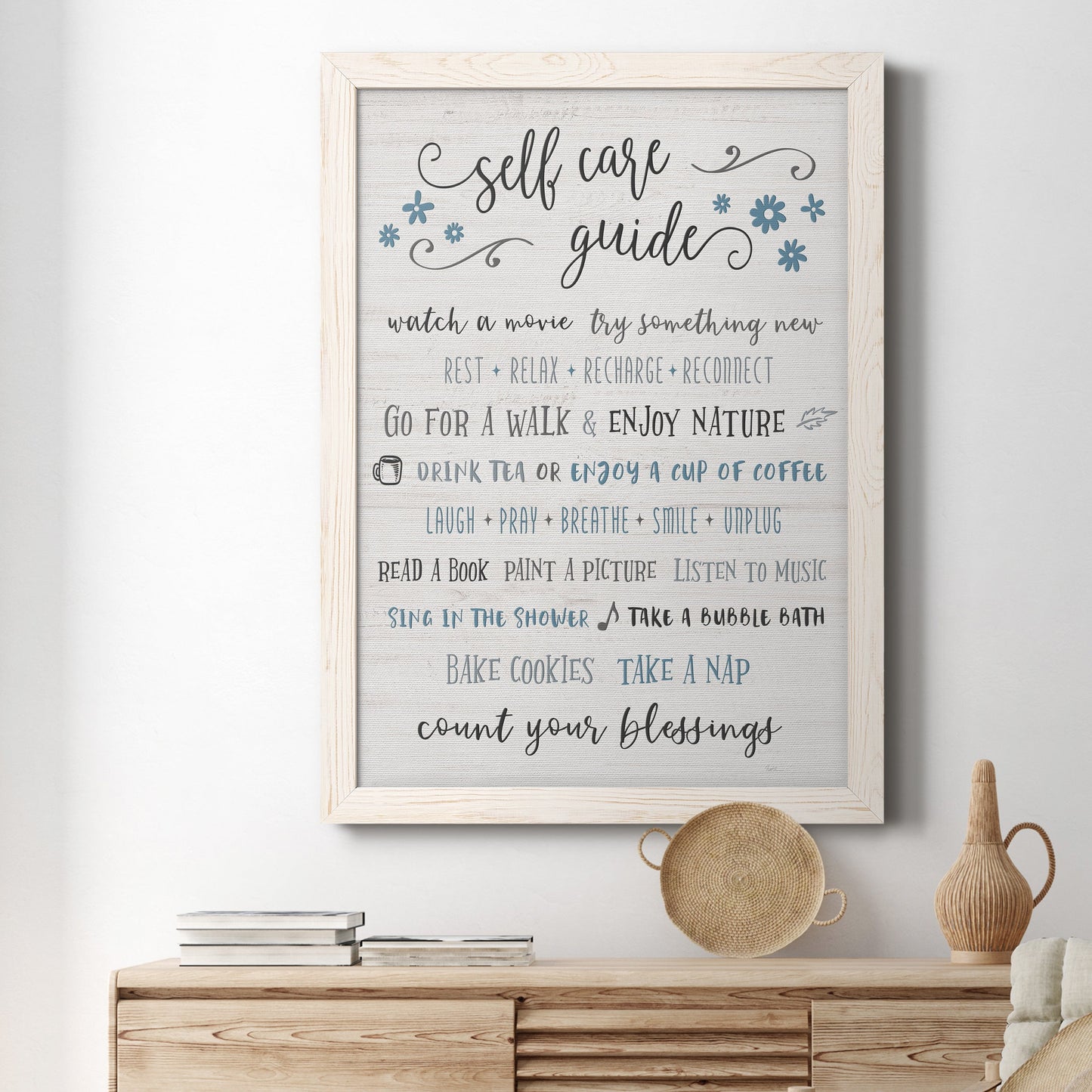 Guide to Self Care - Premium Canvas Framed in Barnwood - Ready to Hang