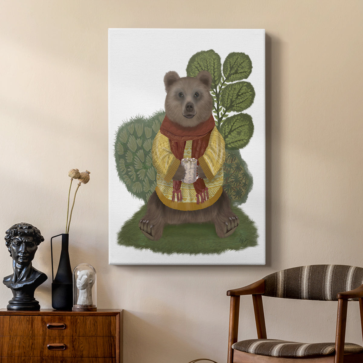 Hot Chocolate Bear - Canvas Art Print
