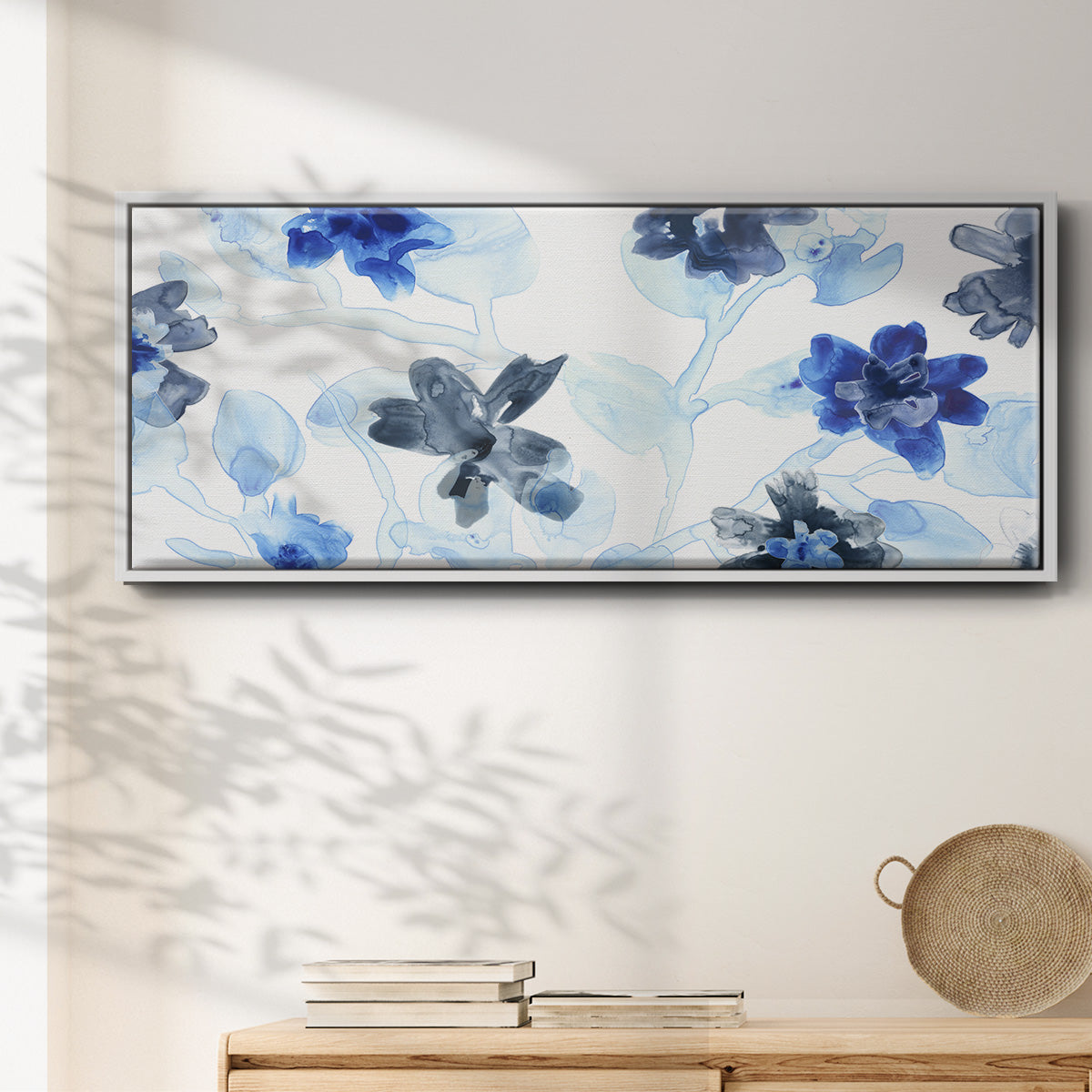 Blue Gossamer Garden V - Floater Framed Canvas Print