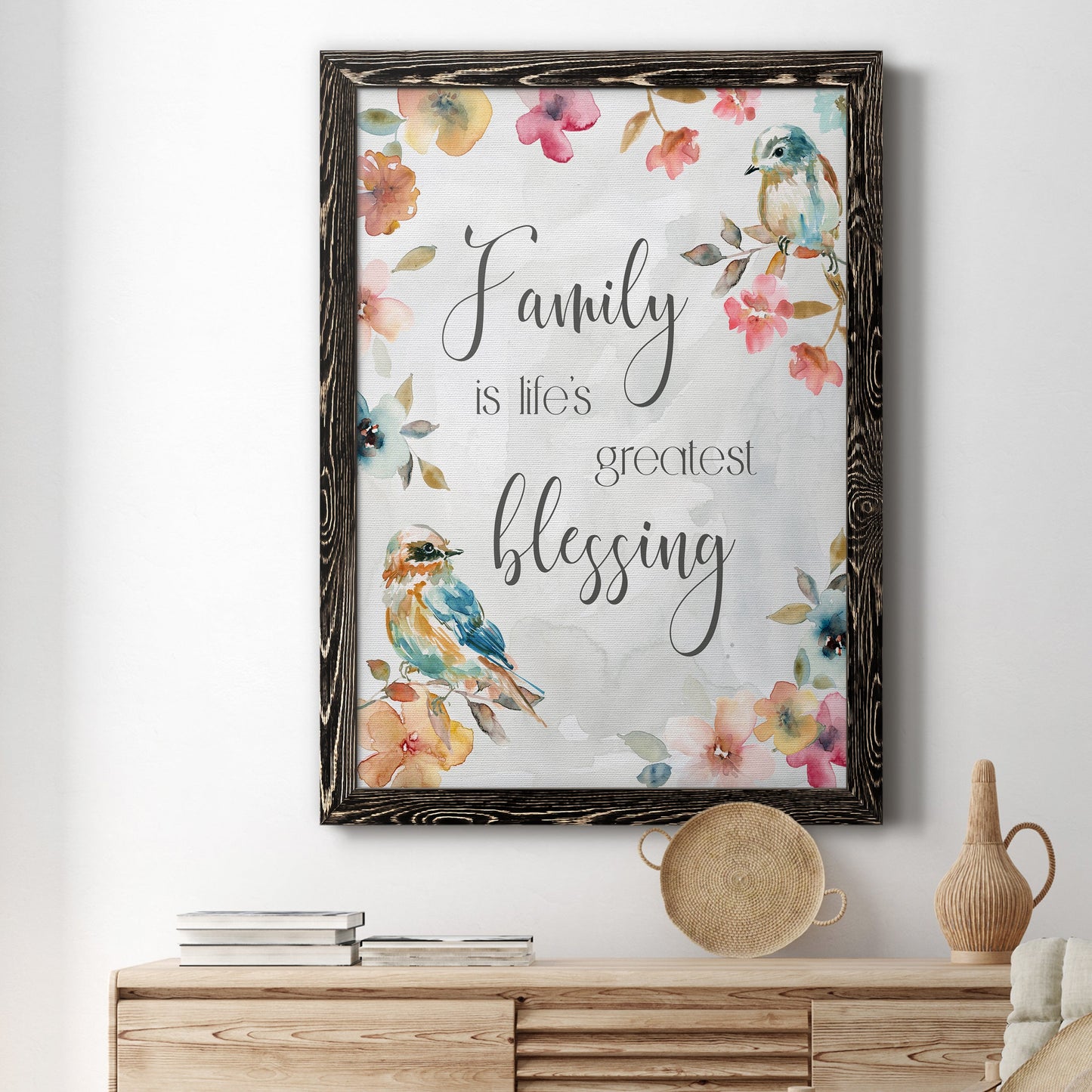 Spring Bird Blessing - Premium Canvas Framed in Barnwood - Ready to Hang