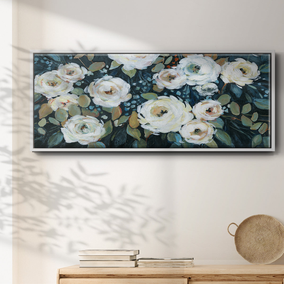 Moonlit Garden I - Floater Framed Canvas Print