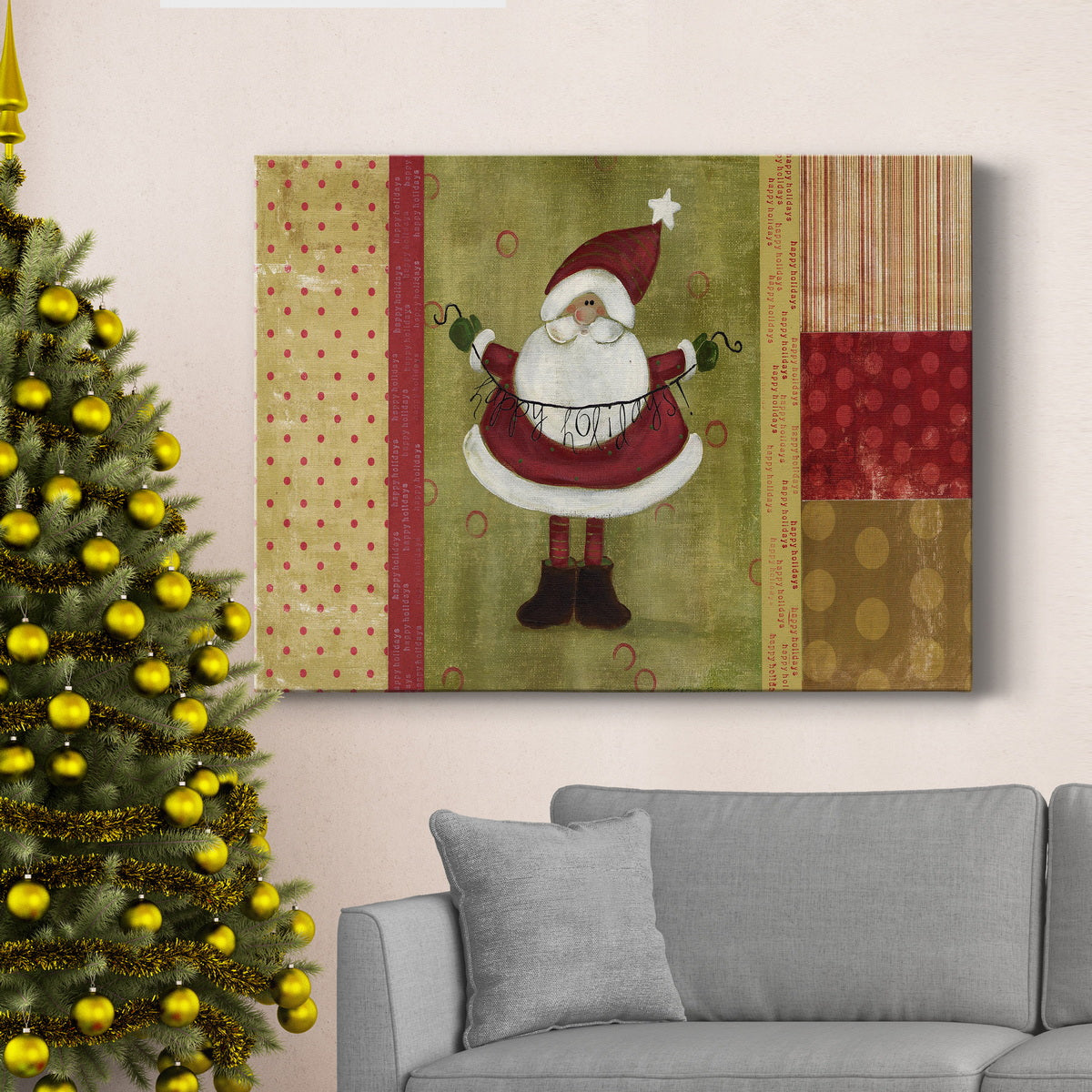 Holiday Santa - Premium Gallery Wrapped Canvas  - Ready to Hang