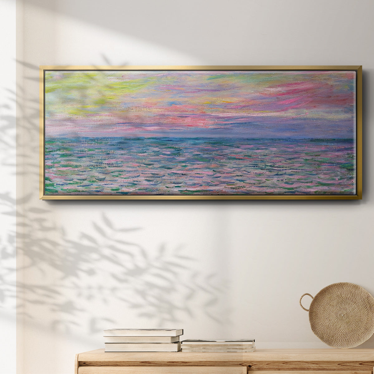 Sunset on the Sea at Pourville, 1882 - Floater Framed Canvas Print